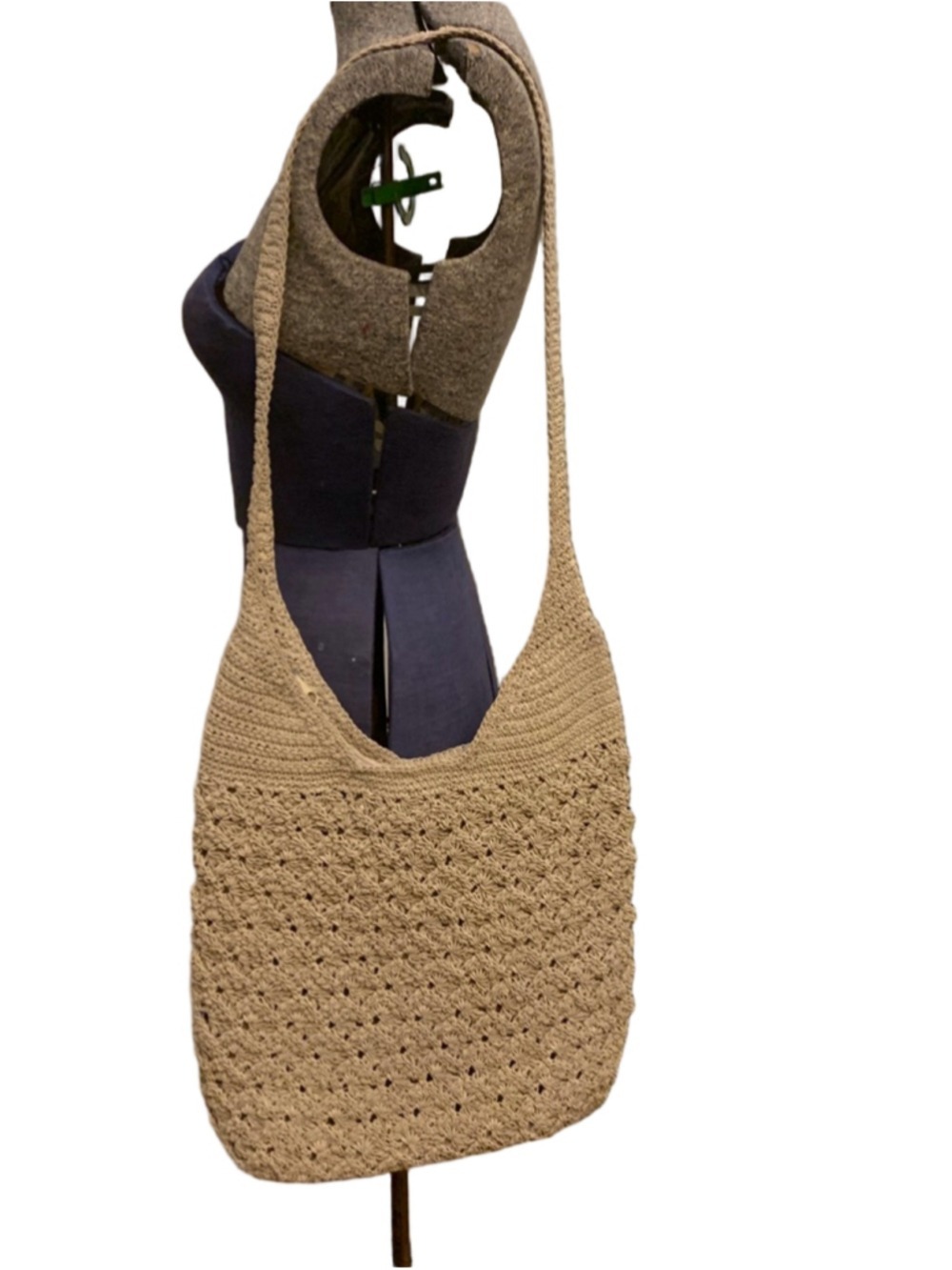 Women's Unbranded taupe Crochet Knit Shoulder Bag One Size